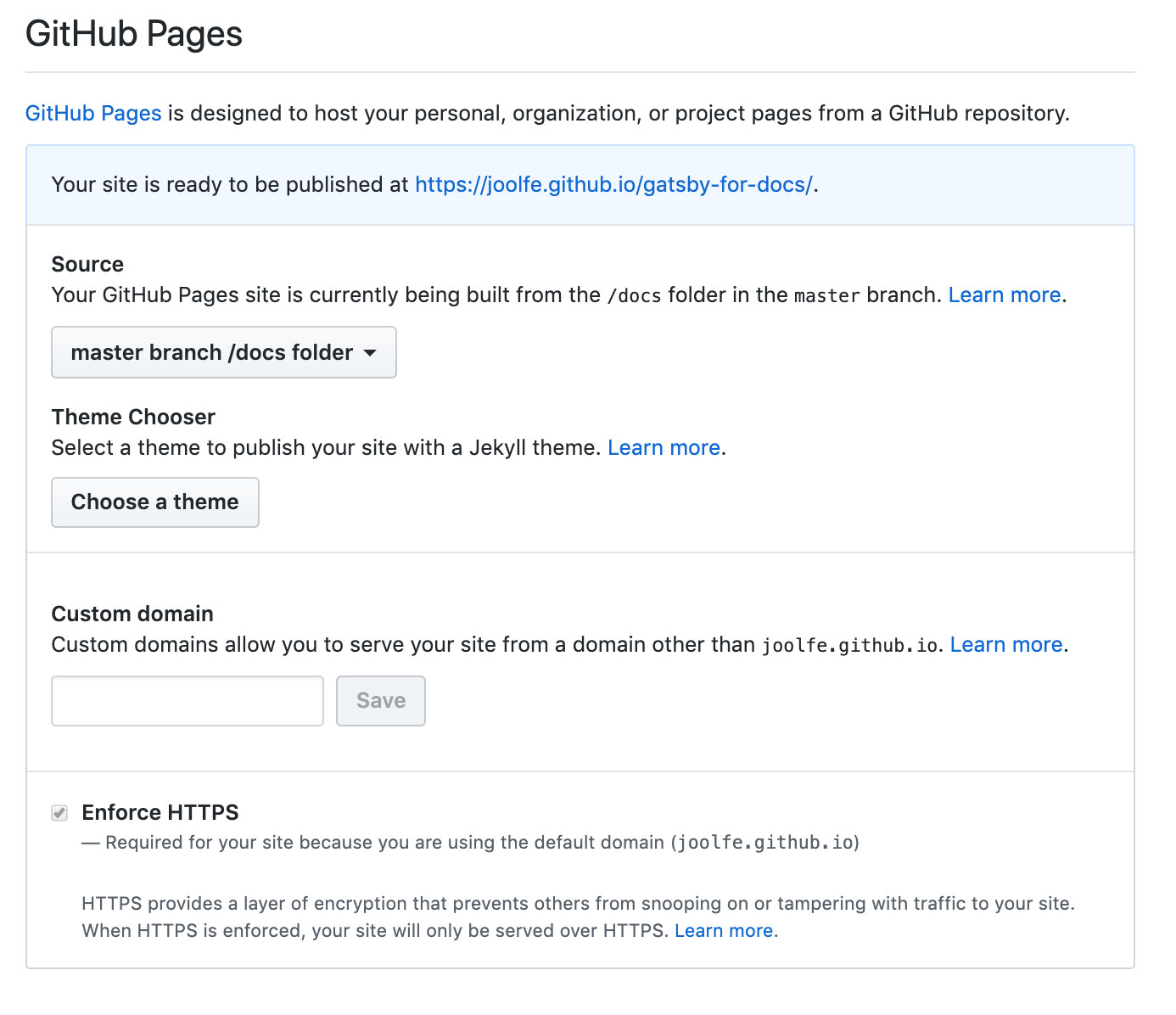 Activate github pages